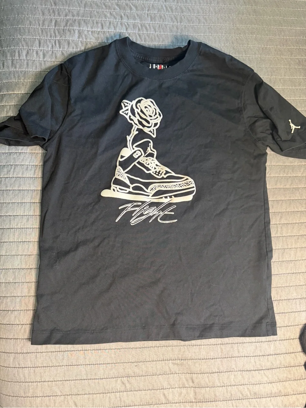 Jordan Black Short-Sleeve 'Flight' Graphic Tee with White Print XS